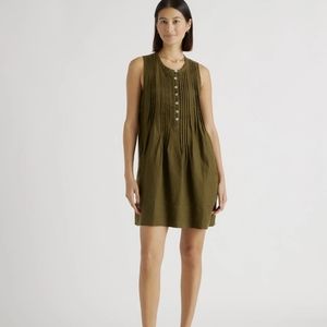 Quince Sz L Olive Green linen dress